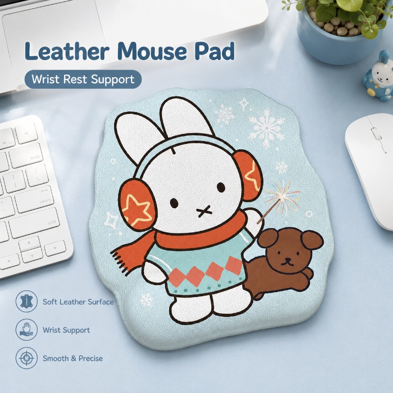 Laptop Office Accessories - وسادة فأرة جلدية بتصميم أنيمي ميفي