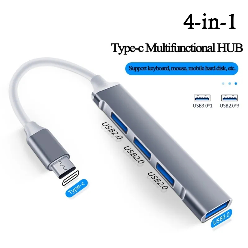 Laptop Accessories For Programmers - 4-in-1 USB C HUB 3.0 نوع