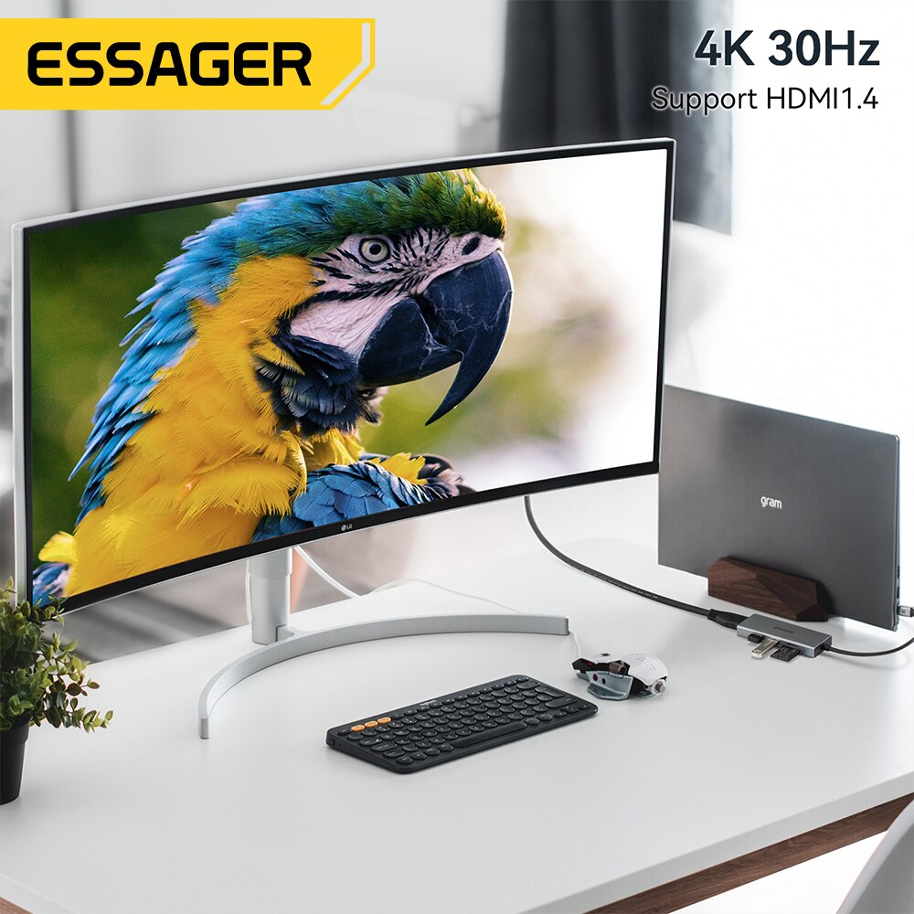 Essager 5 في 1 USB C HUB HDMI- - مراجعة Usb C Docking Hub وسعره