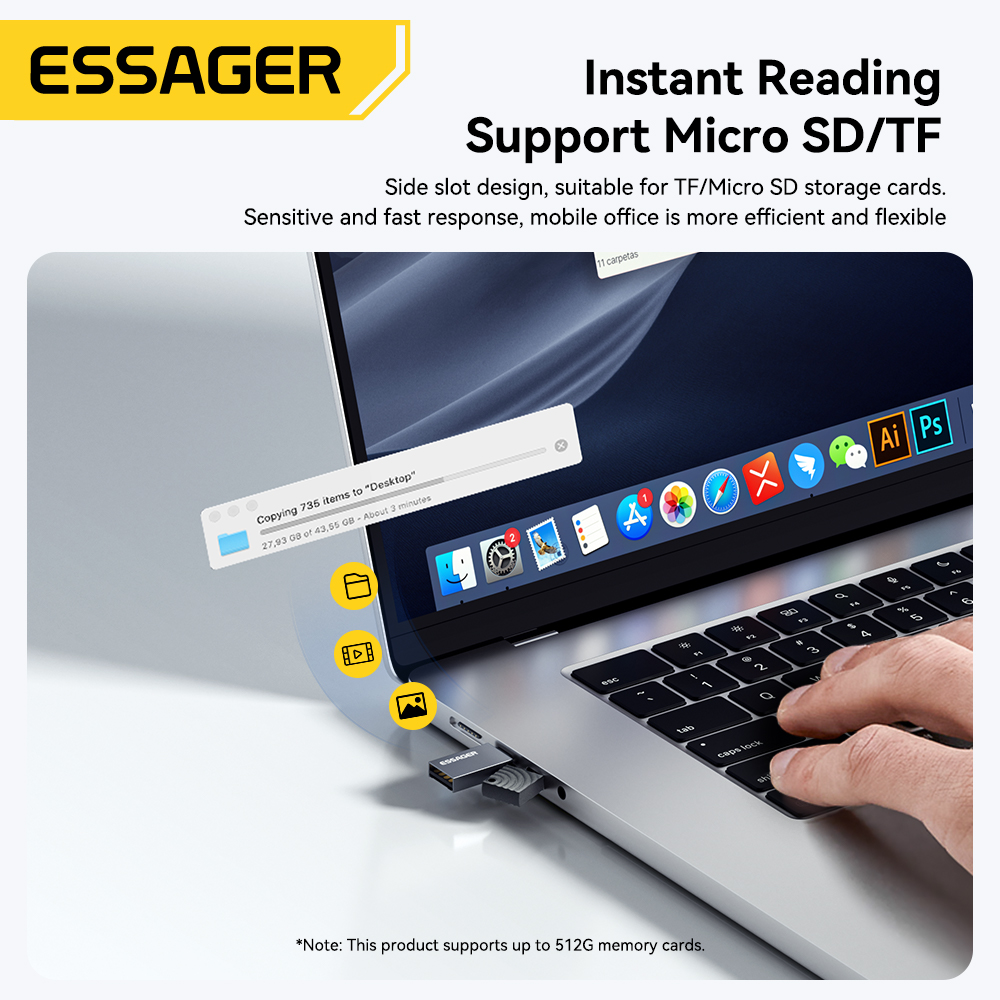 Essager 2 في 1 TF قارئ بطاقات  - مراجعة Laptop Accessories For Programmers وسعره