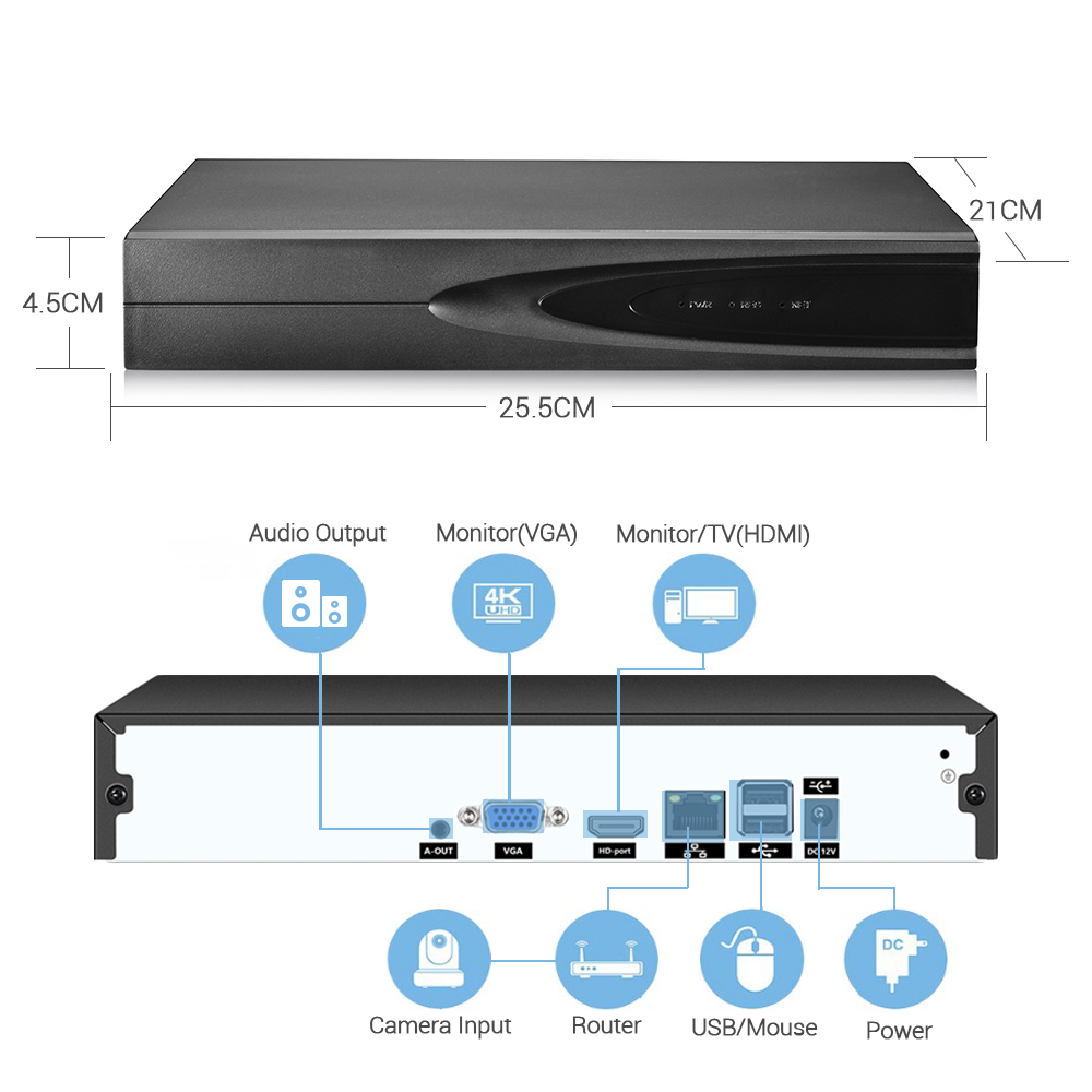 مسجل فيديو شبكي 4K ONVIF CCTV  - مراجعة Monitor Portable Usb وسعره